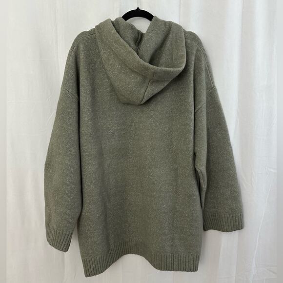 Miss Selfridge Knit Oversize Longline Hoodie Sweater in Green Womens Size Large - Picture 7 of 7